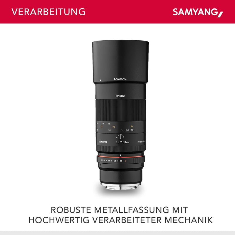 Samyang 100mm F2.8 Makro für Fuji X – APS-C Macro Teleobjektiv Festbrennweite für Fuji X-Mount, manu