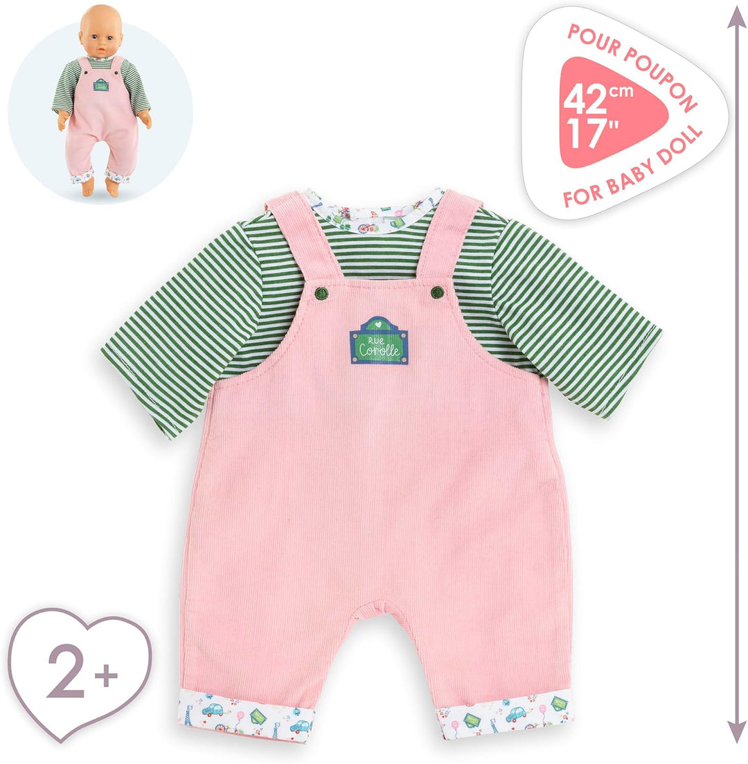 Corolle Mon Grand Poupon Shirt und Latzhose, Paris, für alle 42cm Babypuppen, ab 2 Jahren