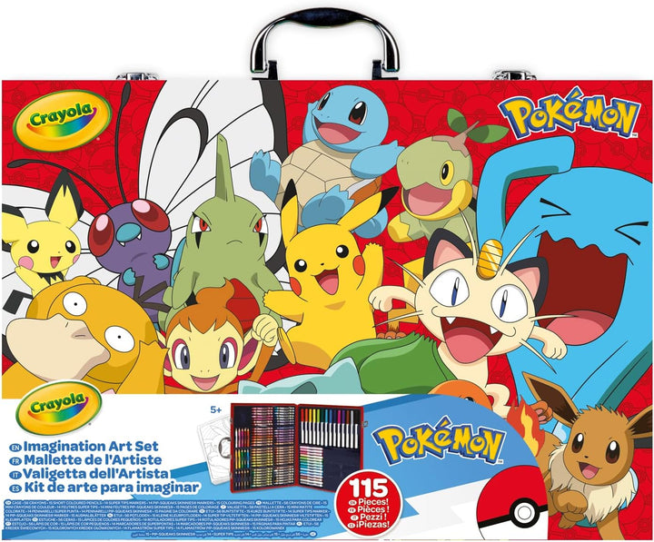 CRAYOLA - Pokémon Künstlerkoffer, Kreativ-Set mit 115 Teilen, ab 5 Jahren, 04-2931