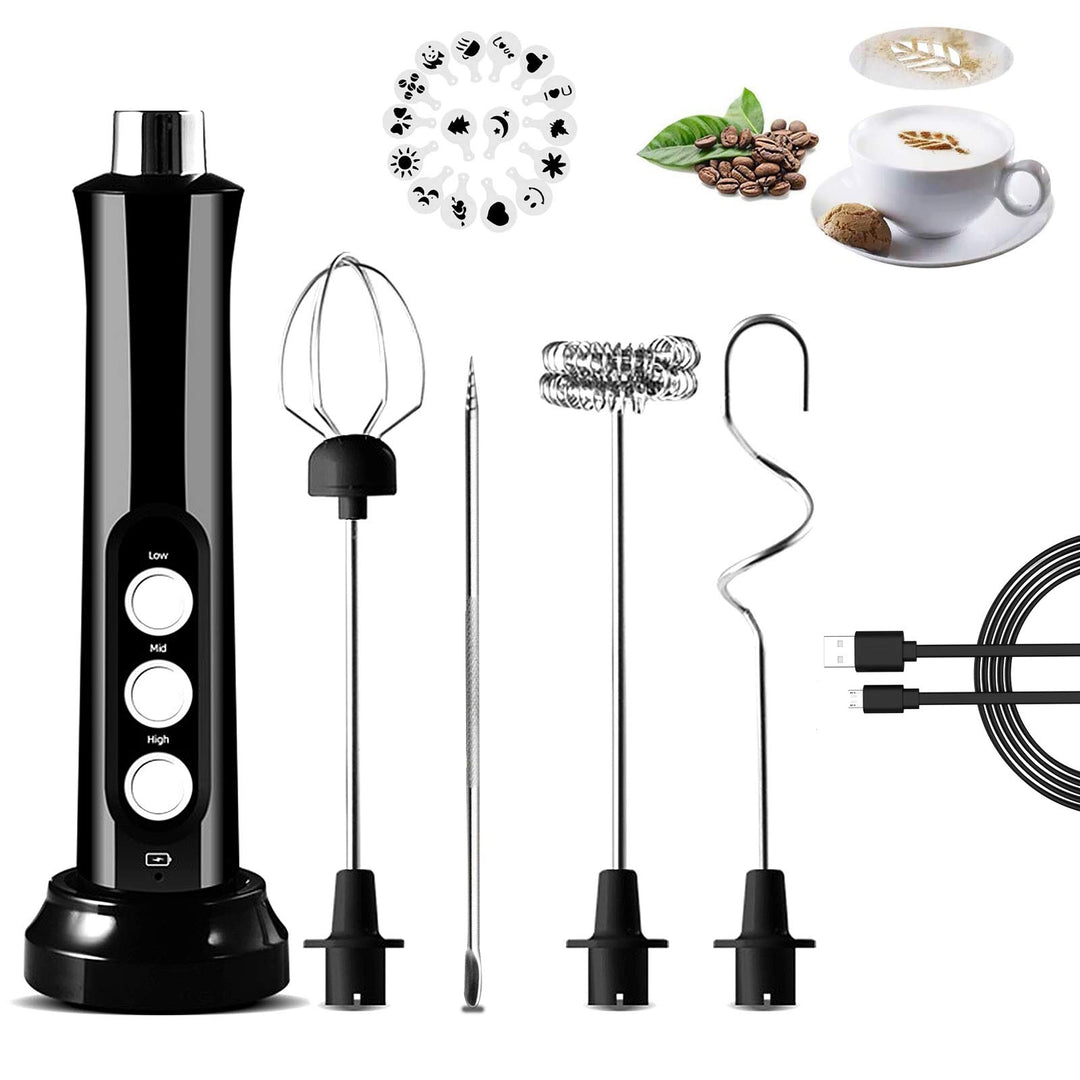 Milchaufschäumer, Wiederaufladbarer USB-Milchaufschäumer Handheld Electric 3-Gang-Schaumbildner Mit