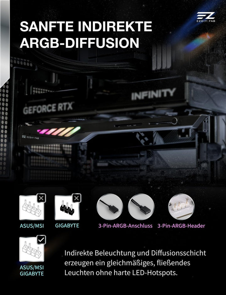 EZDIY-FAB VH90 ARGB Grafikarten-Stützhalterung,Verstärkte Verstellbare Anti-Sag GPU-Halterung mit Pr