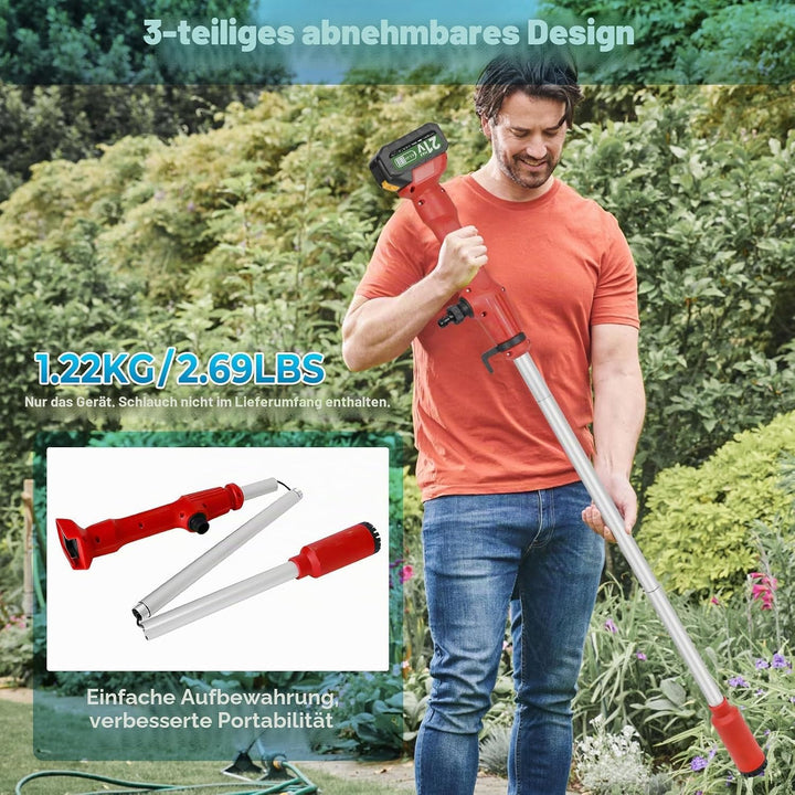 Akku-Regenfasspumpe, Kabellose Stangen Wasserpumpe mit 2 x 4,5 Ah Akku, 11000 U/min, 2725 L/H Förder