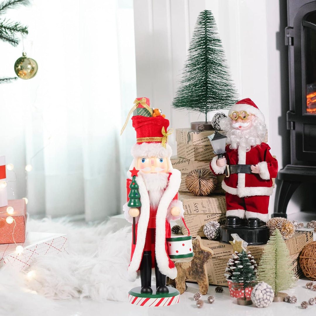 ibasenice Weihnachten Nussknacker Figur aus Holz Weihnachtsmann Nussknacker Soldat Figuren Ornament