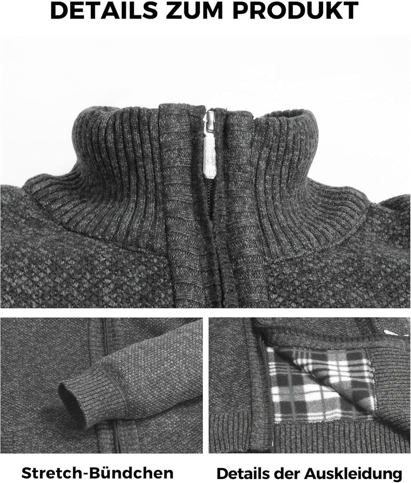 GLESTORE Strickjacken für Herren Strickjacke Cardigan Trachtenjacke Herren Fleecejacke Winter Herren
