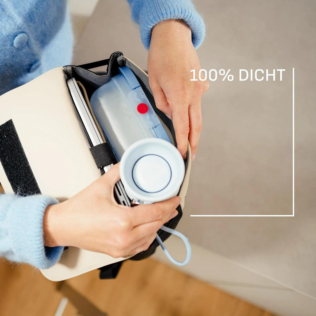 EMSA beYou Office-Set, 100% Dicht, oneClick Frischhaltedose 0,5 L, 1,2 L, beYou Cup Mug 0,36 L, Blau