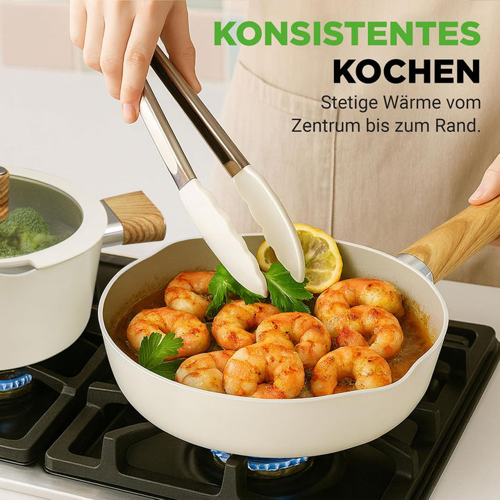 NutriChef Keramik Kochgeschirr Set – Töpfe und Pfannen, 14-teilig für Induktion mit Antihaftbeschich