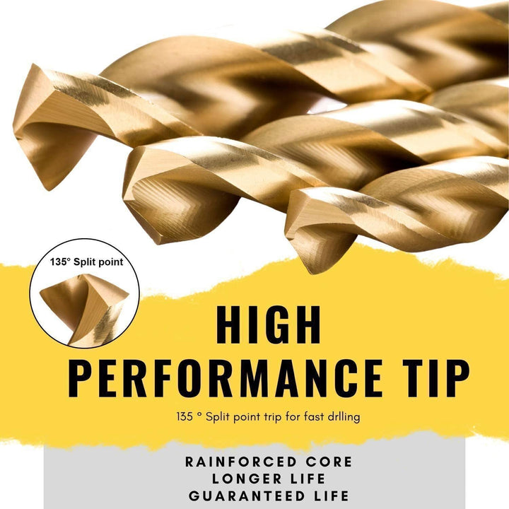 230 Pcs Drill Bit Set,Titanium Twist Drill Bit Set - 135°Tip High Speed Steel Drill Bit Kit Titanium