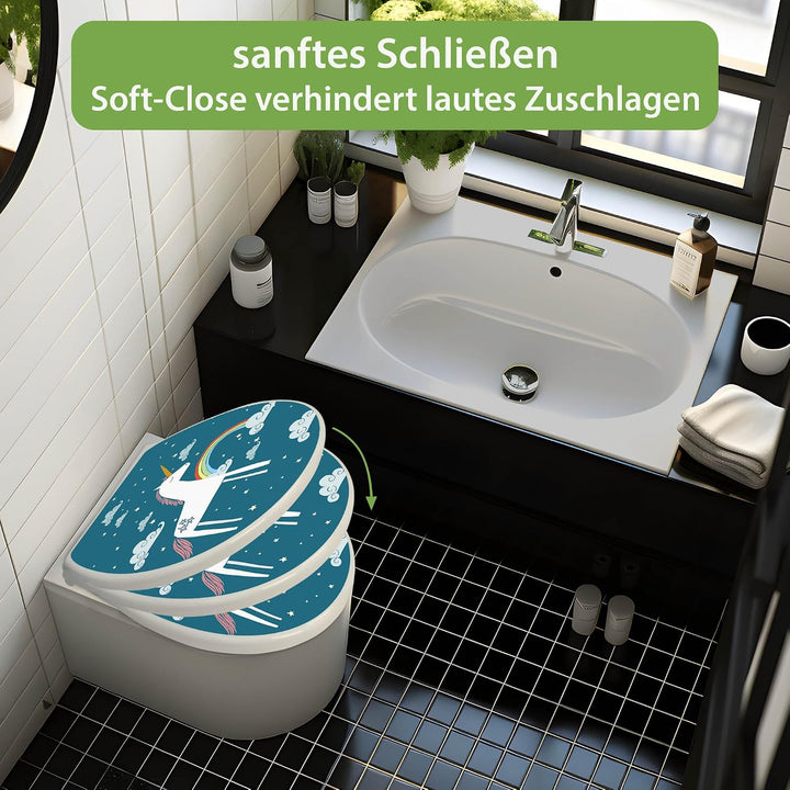 banjado Toilettendeckel mit Absenkautomatik 44,5x37cm - Soft Close Toilettensitz - WC Sitz mit Absen