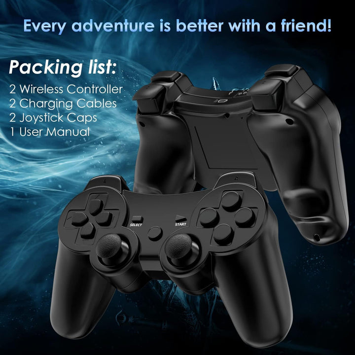 CHENGDAO Controller für PS3, 2 Pack Kabelloser Controller für Playstation 3 mit Double Shock Ergonom