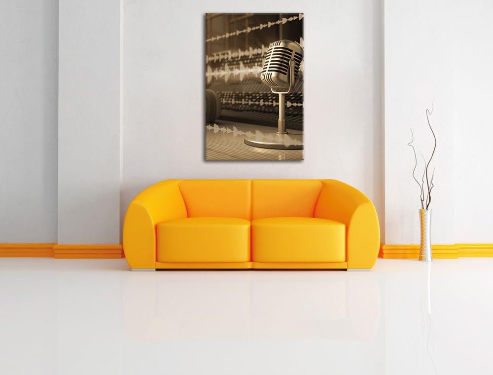 Pixxprint Musikstudio, Format: 100x70 auf Leinwand, XXL riesige Bilder fertig gerahmt mit Keilrahmen