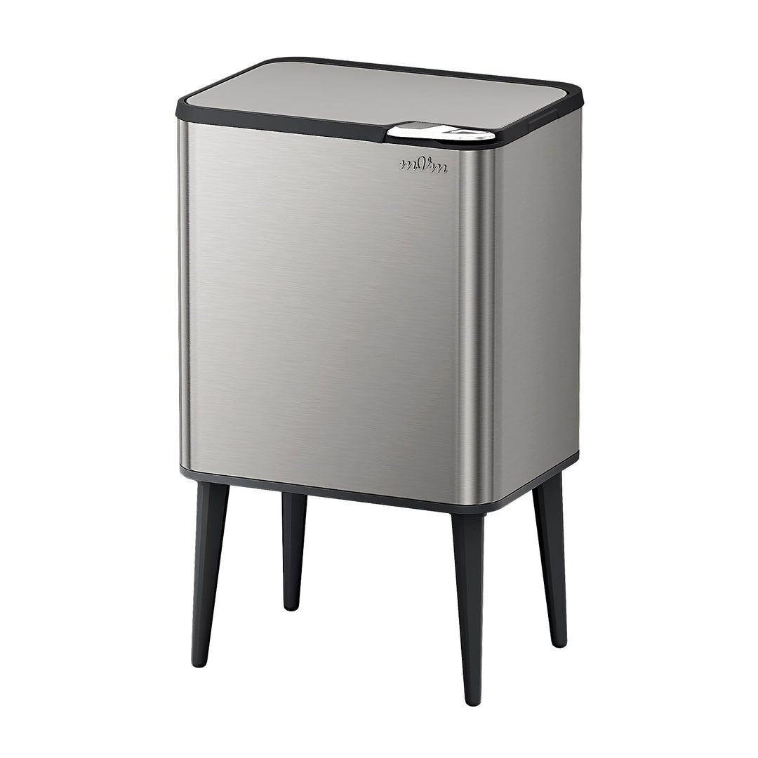 mVm Küchen & Büromülleimer 50L, Edelstahl, Rechteckig, Mit Deckel & Geruchsfilter, Sanftschliessend