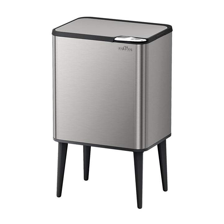 mVm Küchen & Büromülleimer 50L, Edelstahl, Rechteckig, Mit Deckel & Geruchsfilter, Sanftschliessend
