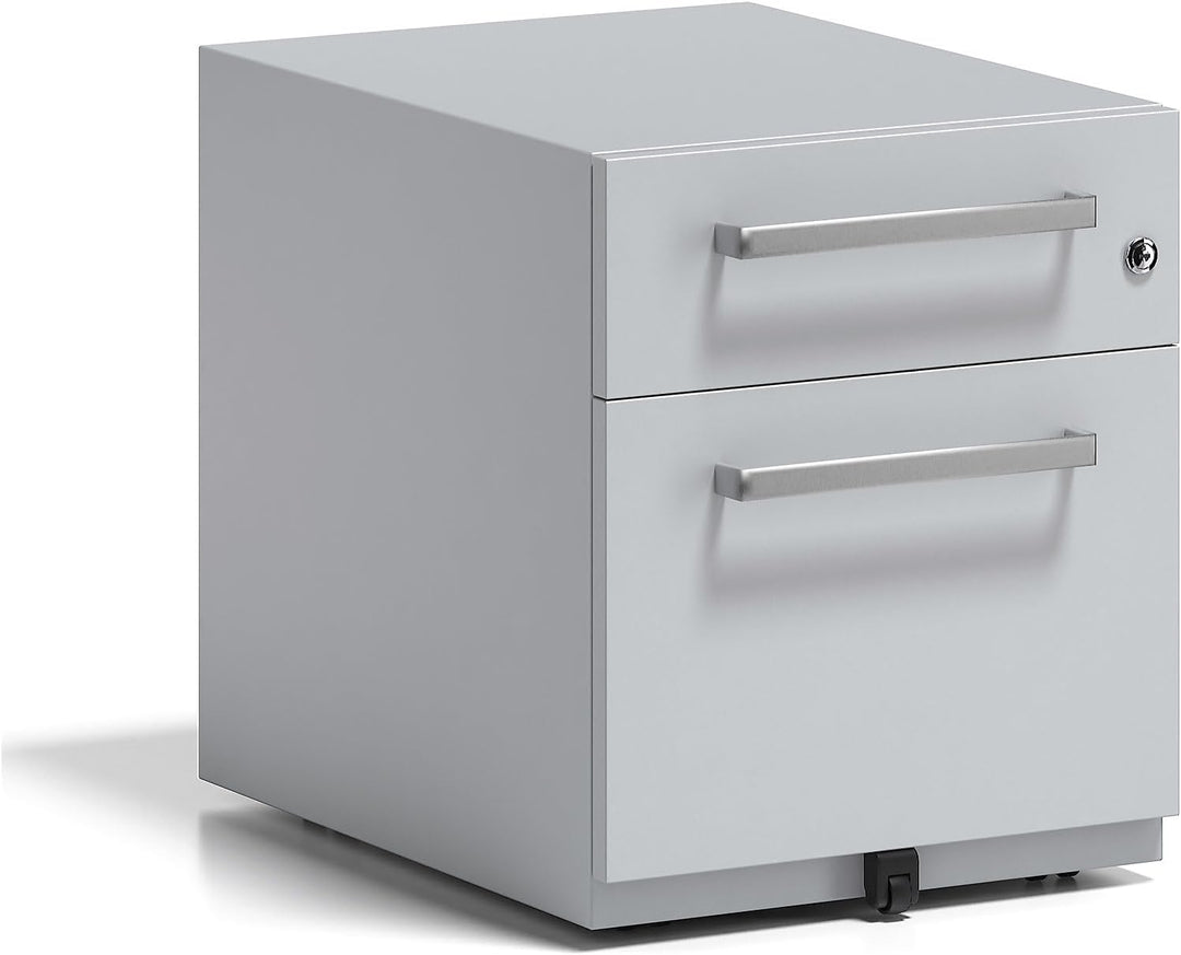 BISLEY Rollcontainer Note mit Griff, 1 Universalschublade, 1 HR-Schublade, Metall, 645 Lichtgrau, 56