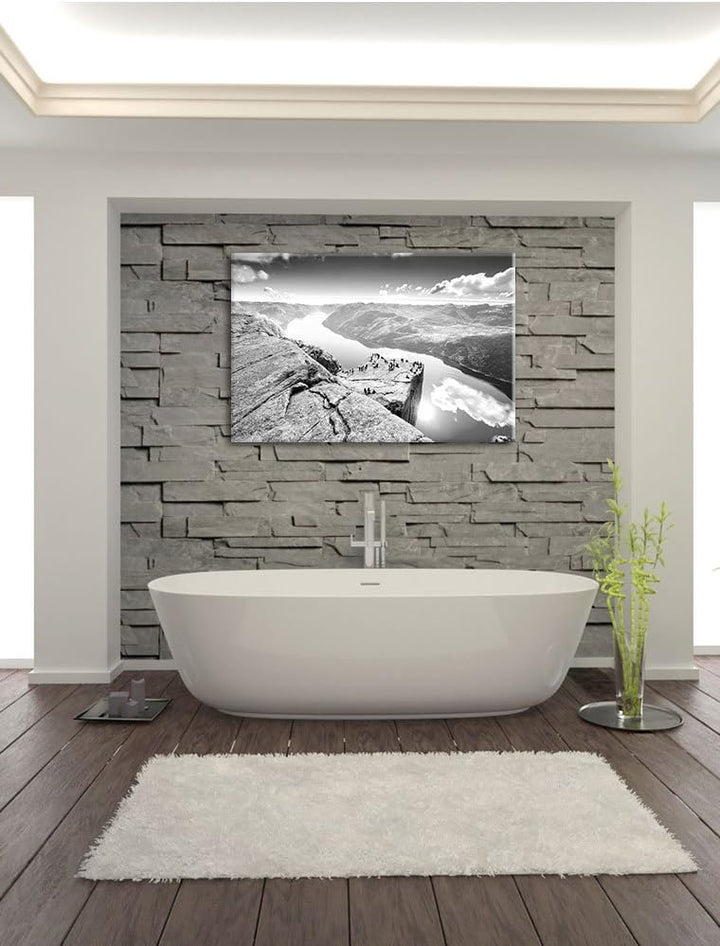 Pixxprint Küste in Norwegen als Leinwandbild/Grösse: 100x70 / Wandbild/Kunstdruck/fertig bespannt, 1