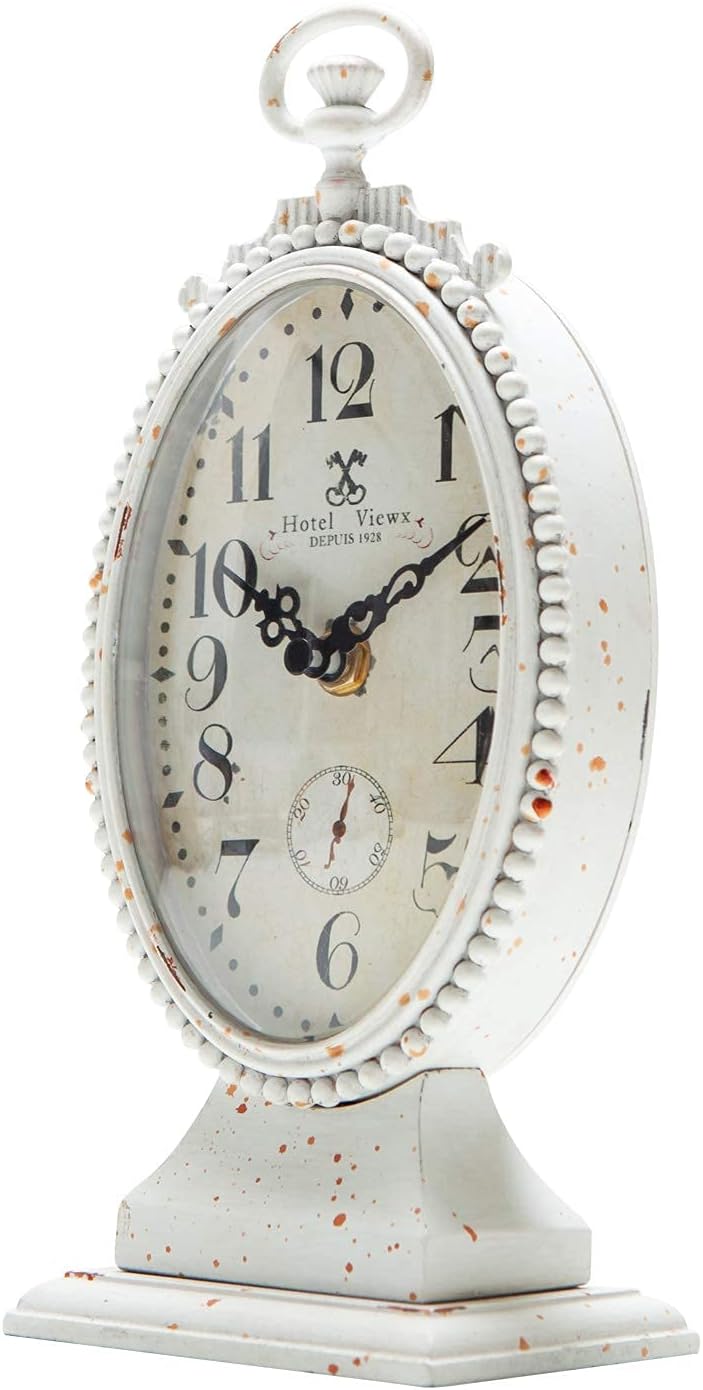 NIKKY HOME Vintage-Tischuhr, batteriebetrieben, rustikaler Used-Stil, Shabby-Chic-Stil, Heimdekorati