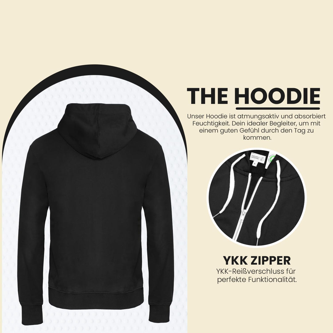 Banqert Herren Hoody | GOTS Zertifiziert | Reine Bio Baumwolle S Black And White, S Black And White
