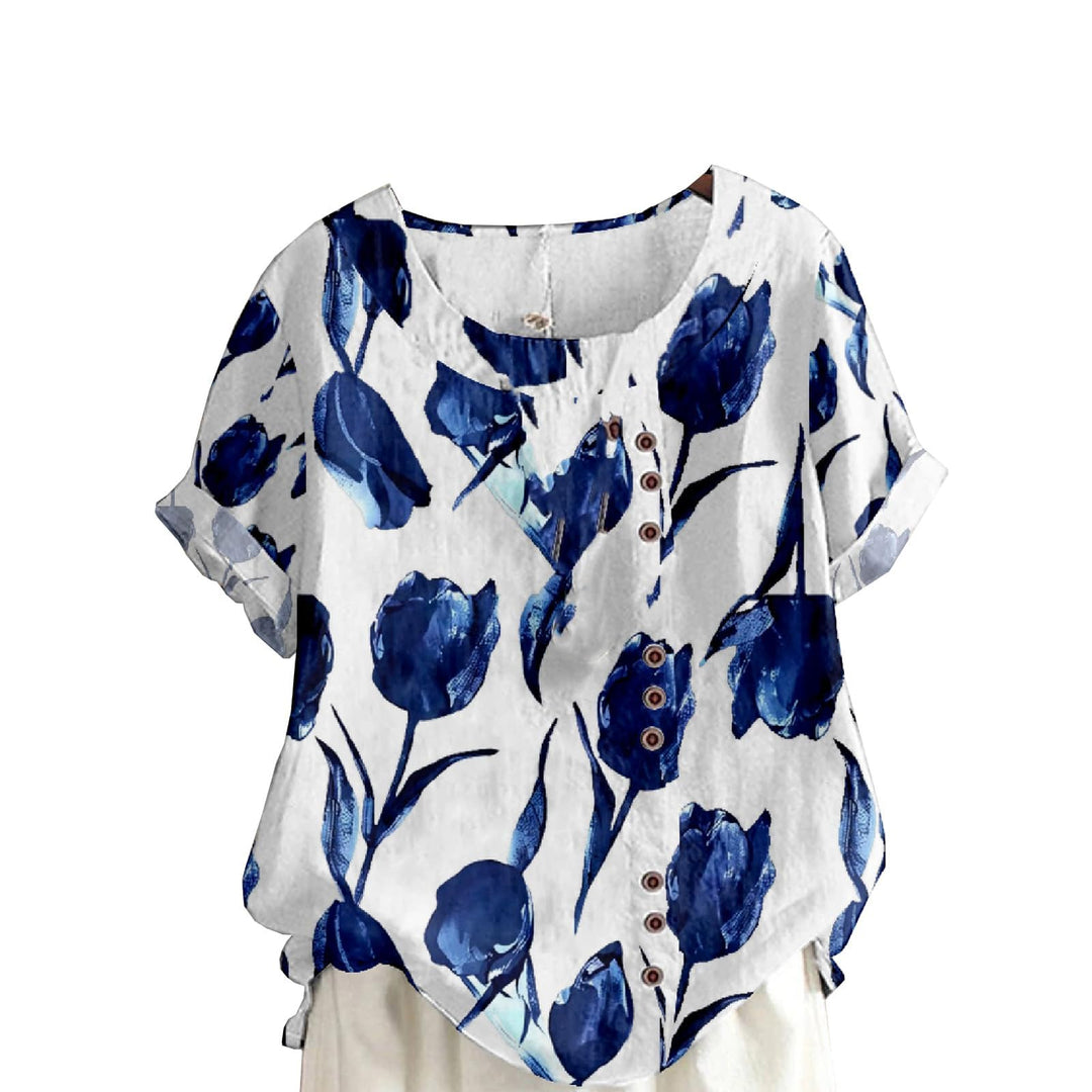 Generisch Latzhose Damen Kurz Baumwolle und Leinen, Knopfleiste, Boho-Blumenmuster, Kurzarm Damen We