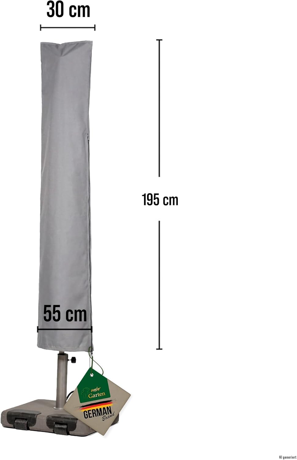 Mehr Garten Sonnenschirm Schutzhülle für runde Schirme bis Ø350cm, eckige bis 260x260cm, grau, Oxfor