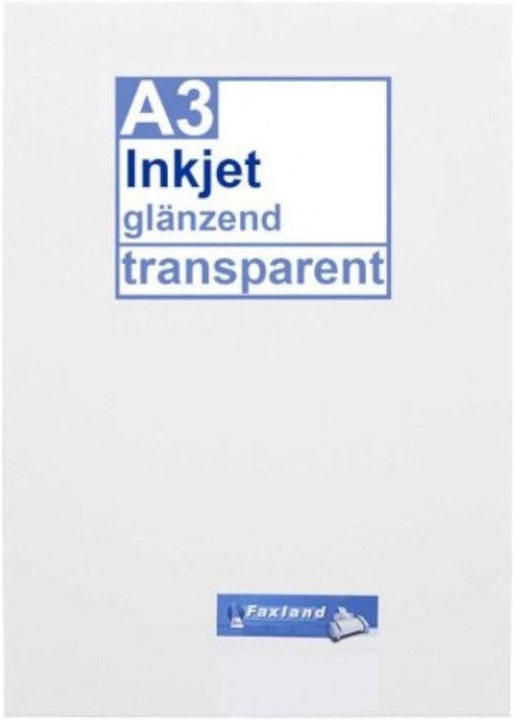Inkjet Klebefolie 10 x DIN A3 transparent glänzend, klar - Glasklar - Druckerfolie zum bedrucken mit