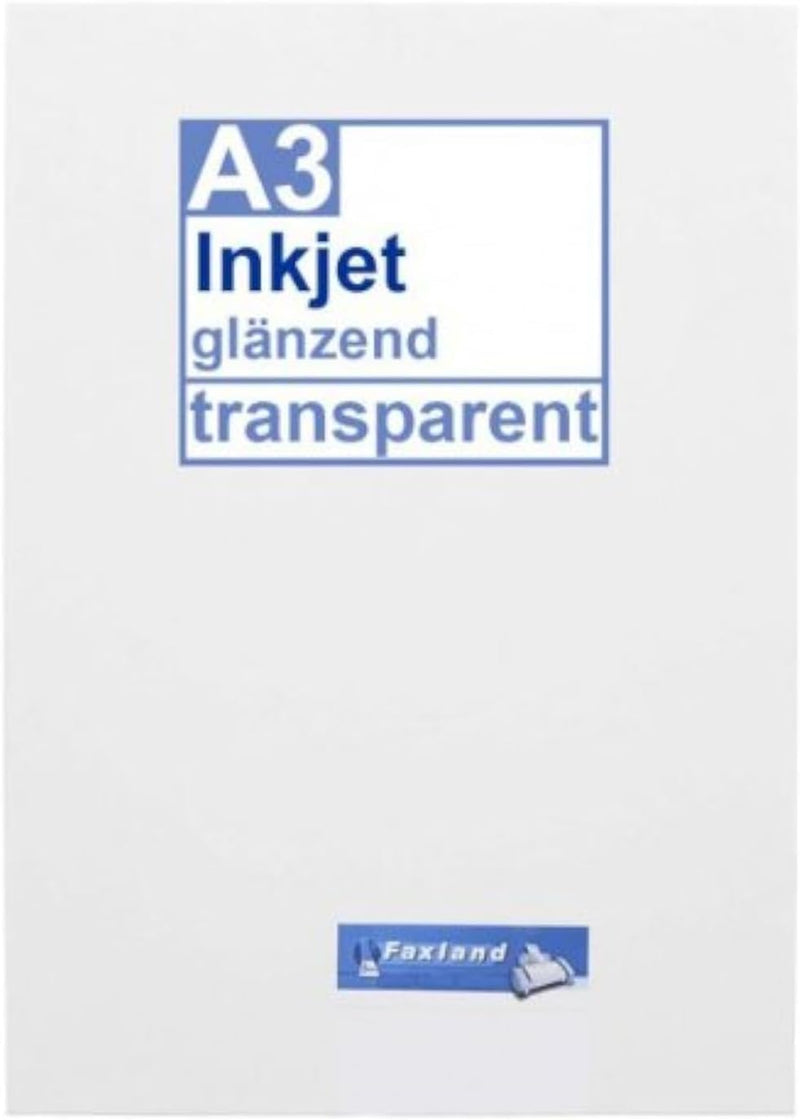 Inkjet Klebefolie 10 x DIN A3 transparent glänzend, klar - Glasklar - Druckerfolie zum bedrucken mit