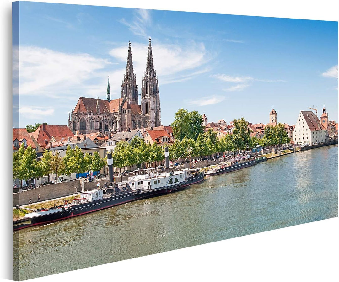 islandburner Bild auf Leinwand Regensburg Dom Donau Deutschland Bilder Wandbilder Poster Leinwand 10