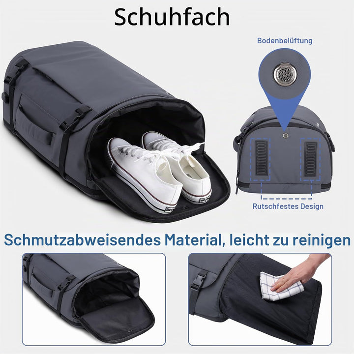 HOMIEE Reiserucksack 40L Grosser Rucksack Herren Wasserdicht 15.6-17.3 Zoll Laptoprucksack Handgepäc