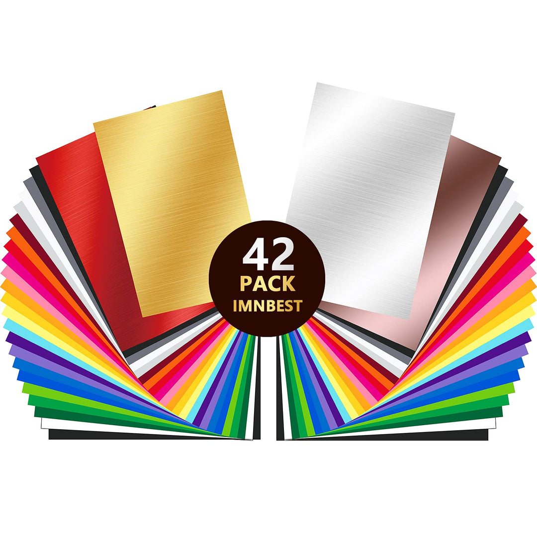 ImnBest 42 Stück Selbstklebende Vinylfolie, 30.5 * 20.5 cm Vinyl Blätter für verschiedene Farbfolien