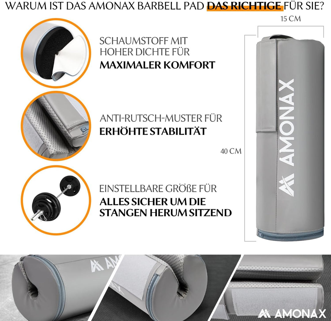 AMONAX Hip Thrust Langhantel Polster, Extra Dicke Barbell Pad, Strapazierfähiges Gym Zubehör, Fitnes