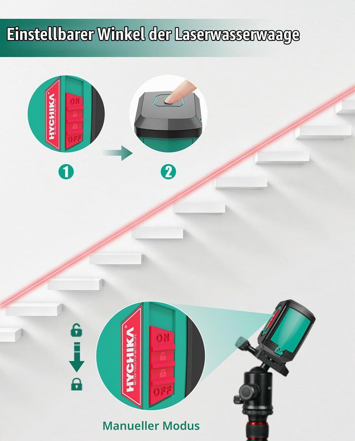 HYCHIKA Kreuzlinienlaser, Linienlaser Selbstnivellierend 15M mit Dualem Lasermodul 360°Umschaltbar H