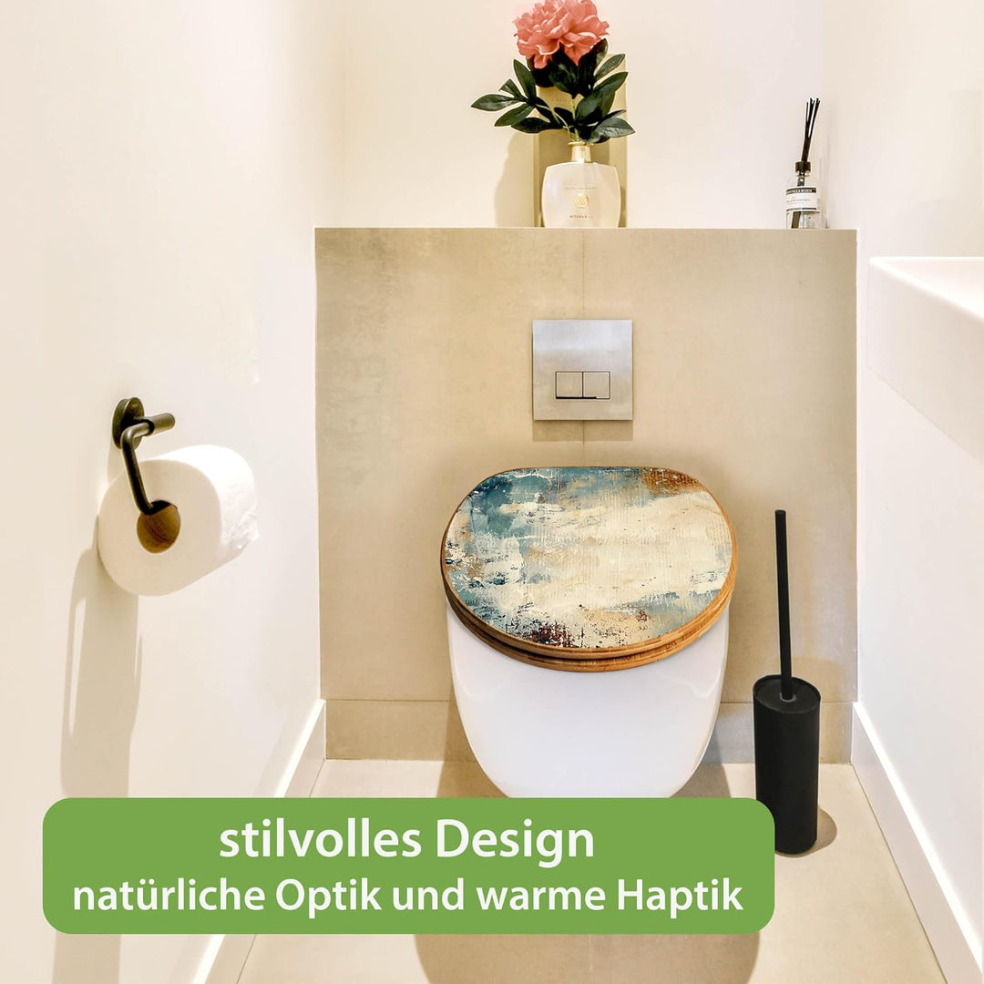 banjado Design WC Sitz Bambus Absenkautomatik 45,8x37,5cm - Toilettendeckel mit Absenkautomatik Holz