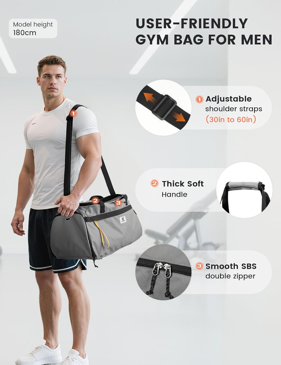 SKYSPER 35L Sporttasche & Reisetasche für Damen Und Herren - mit Schuhfach & Nassfach, Gym Bag & Tra