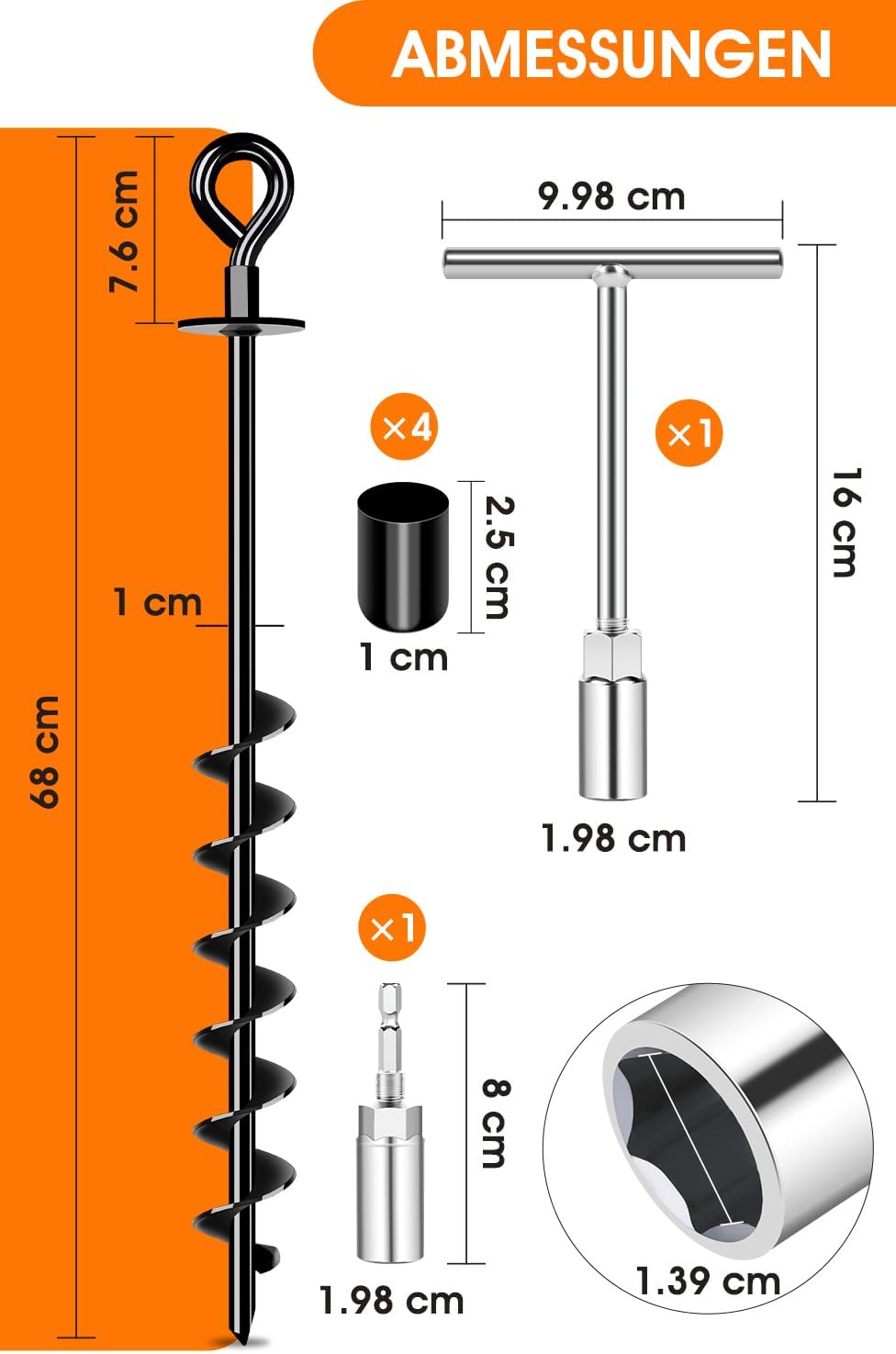 Schwerlast Bodenanker 27inch,Robust voll verschraubter Erdanker zur Befestigung von Trampolinen, Vor