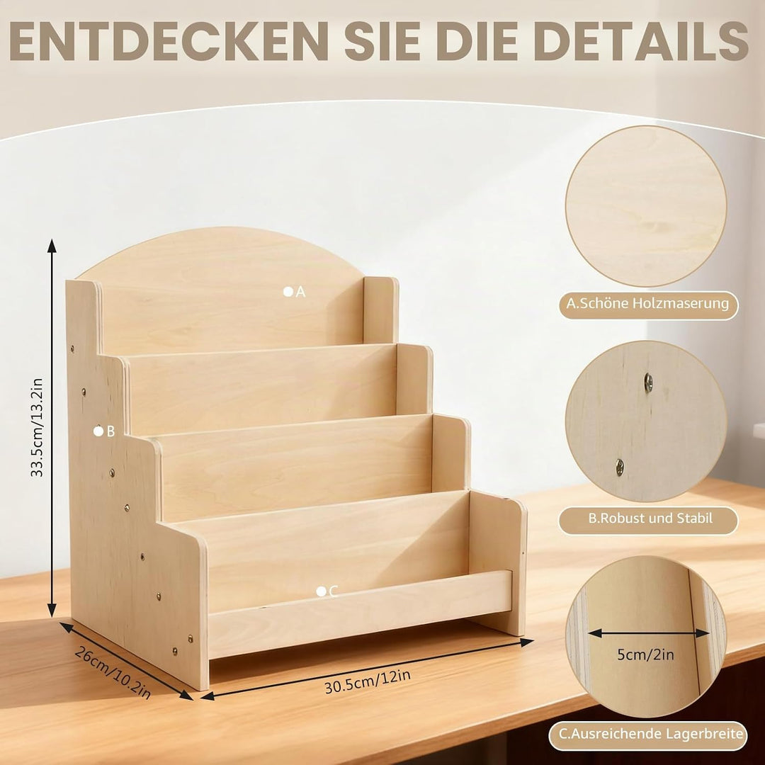 GAESHOW Kartenständer, Postkartenständer, Holz kartenaufsteller Postkartenhalter, 4 Etagen Postkarte