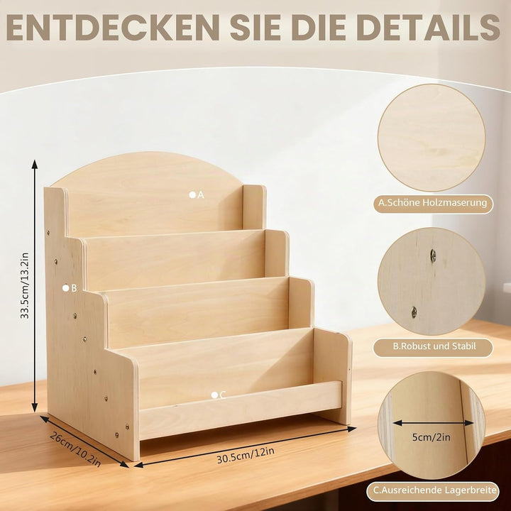 GAESHOW Kartenständer, Postkartenständer, Holz kartenaufsteller Postkartenhalter, 4 Etagen Postkarte