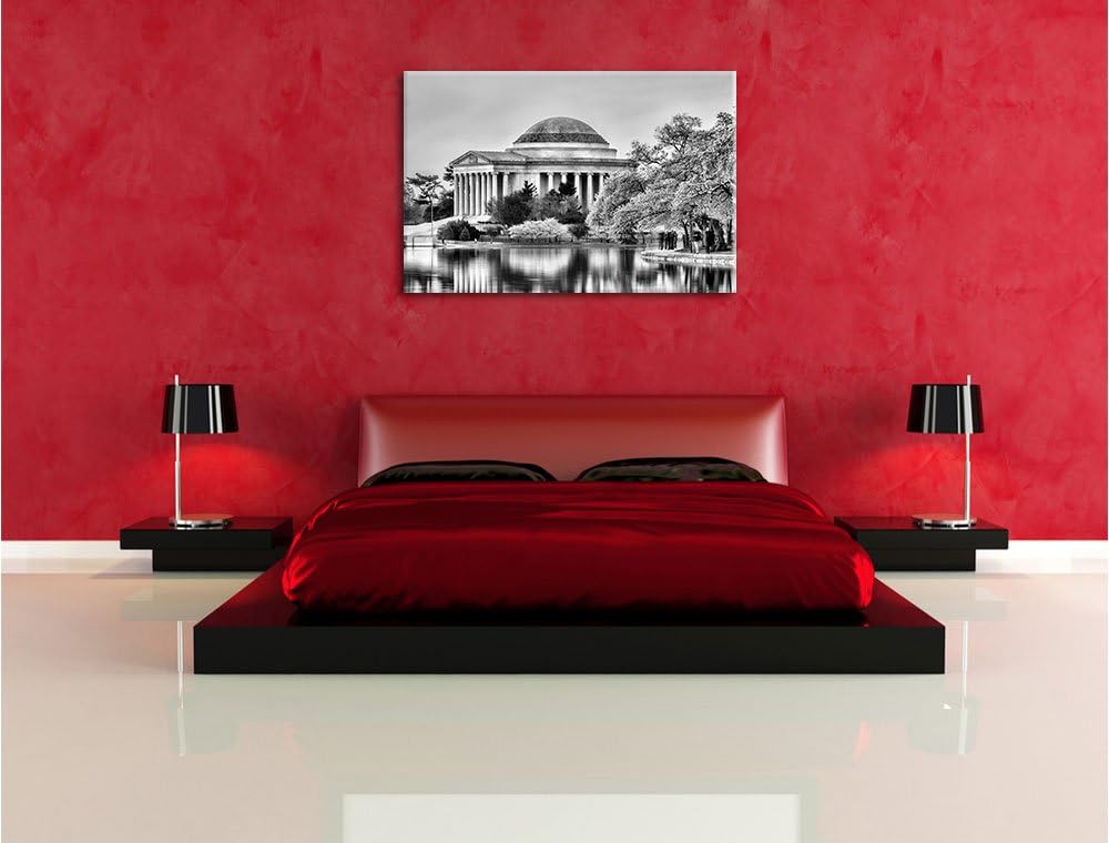 Pixxprint Monocrome, Jefferson Memorial and Cherry Blossom Festival, Format: 100x70 auf Leinwand, ri