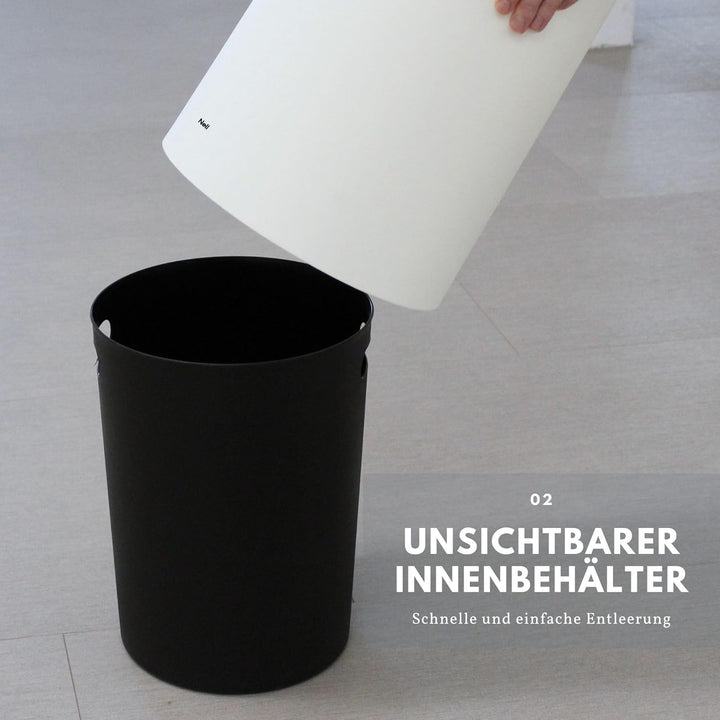Nell 8L Mülleimer Bad Weiss Matt – Eleganter Kosmetikeimer und WC Mülleimer, Vielseitiger Büro- und