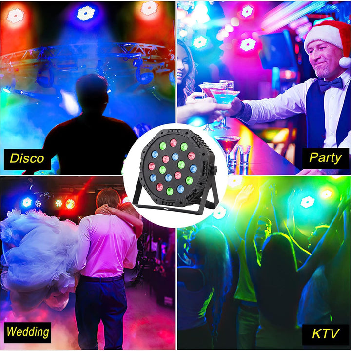 LED Par Beleuchtung, 18x1W LED RGB dmx Steuerung Lichter Sound aktiviert mit Fernbedienung für Party