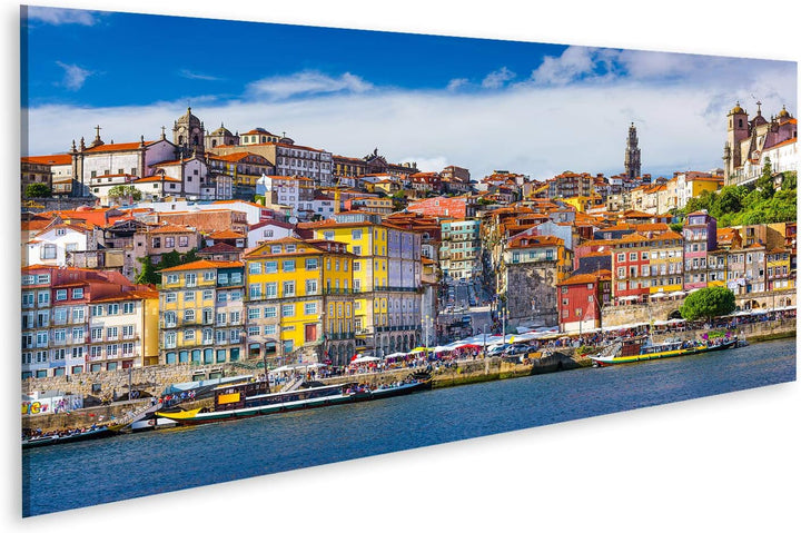 Bild Bilder auf Leinwand Altstadtsilhouette von der Anderen Seite des Douro in Porto Portugal Wandbi