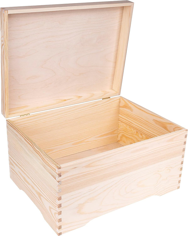 Creative Deco XXL Grosse Holz-Kiste Holztruhe mit Deckel | 40 x 30,5 x 24 cm | Erinnerungsbox Holzbo