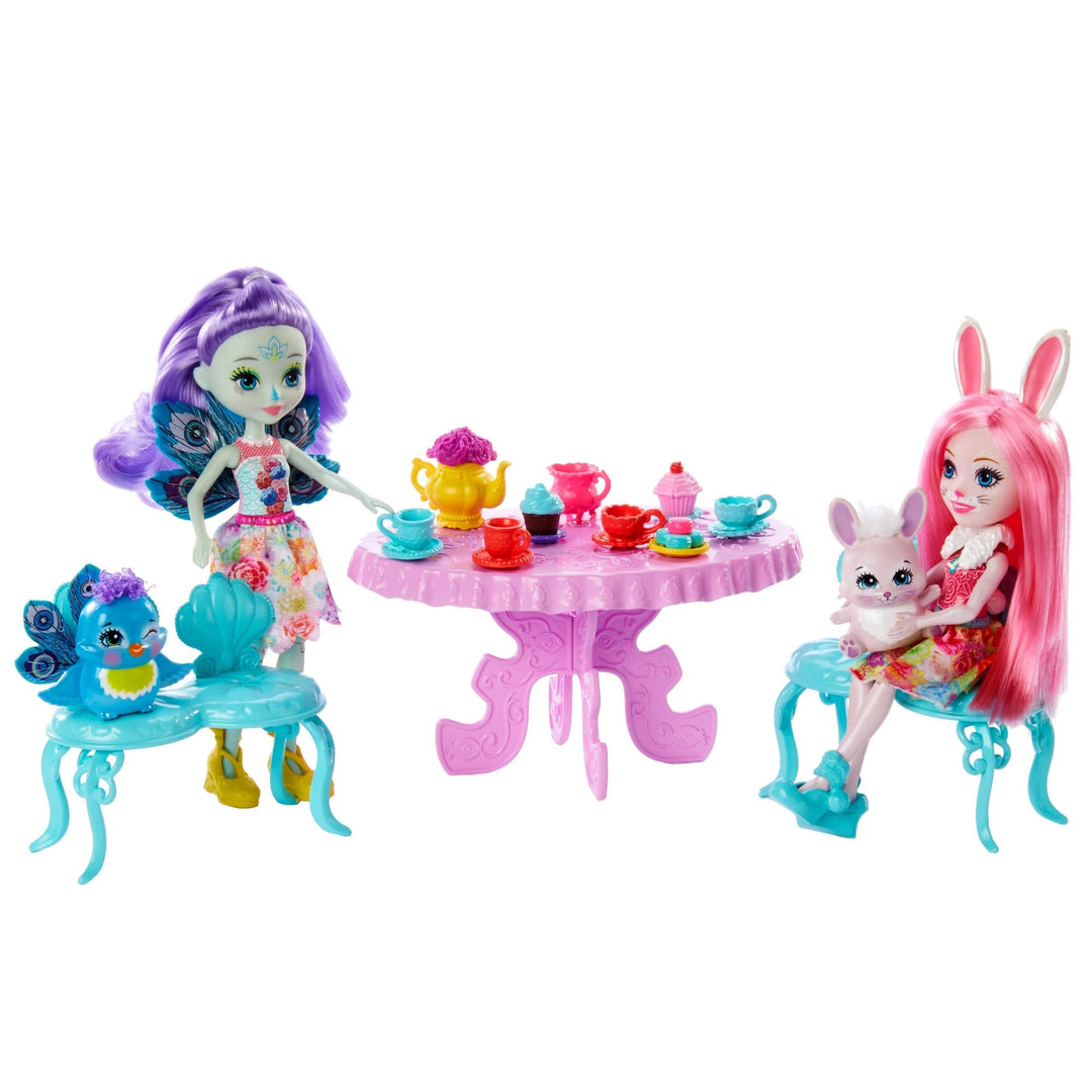 Enchantimals GLD41 - Tolle Teeparty Spielset, Puppen Bree Bunny und Patter Peacock (15,24 cm), ihre