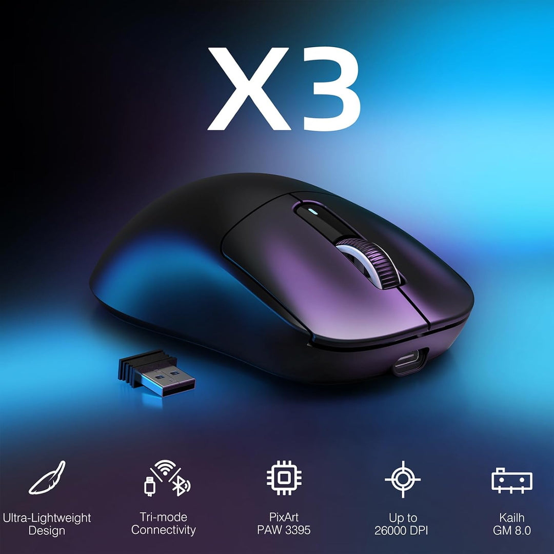 VGN GAMEPOWER x ATTACK SHARK X3 SUPERLIGHT Kabellose Gaming-Maus, 49g Ultraleicht Mouse, 26000DPI, P