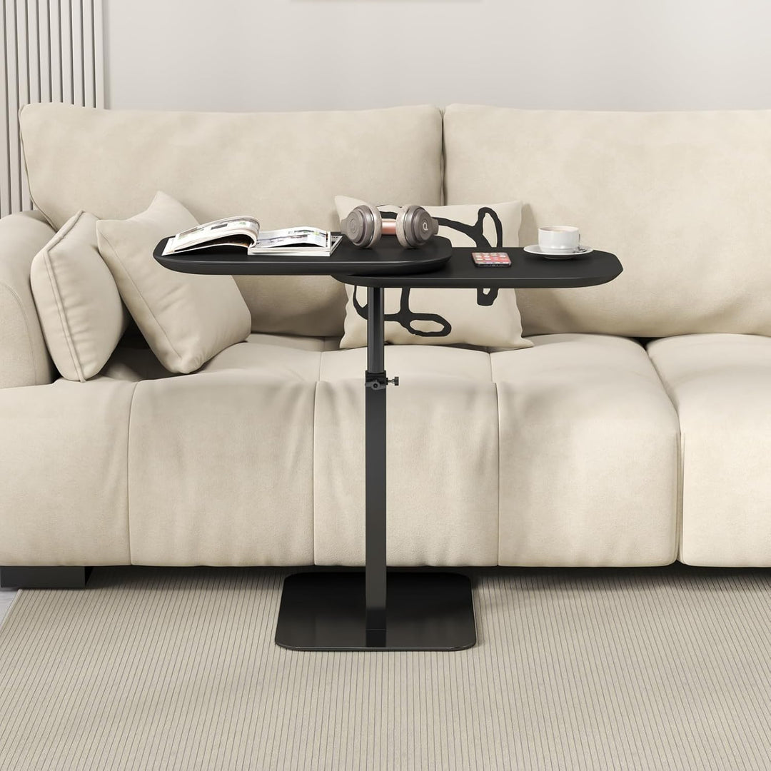 Höhenverstellbar Beistelltisch C Form, 360° Drehbarer C Form Beistelltisch für Couch, Rotierend Klei