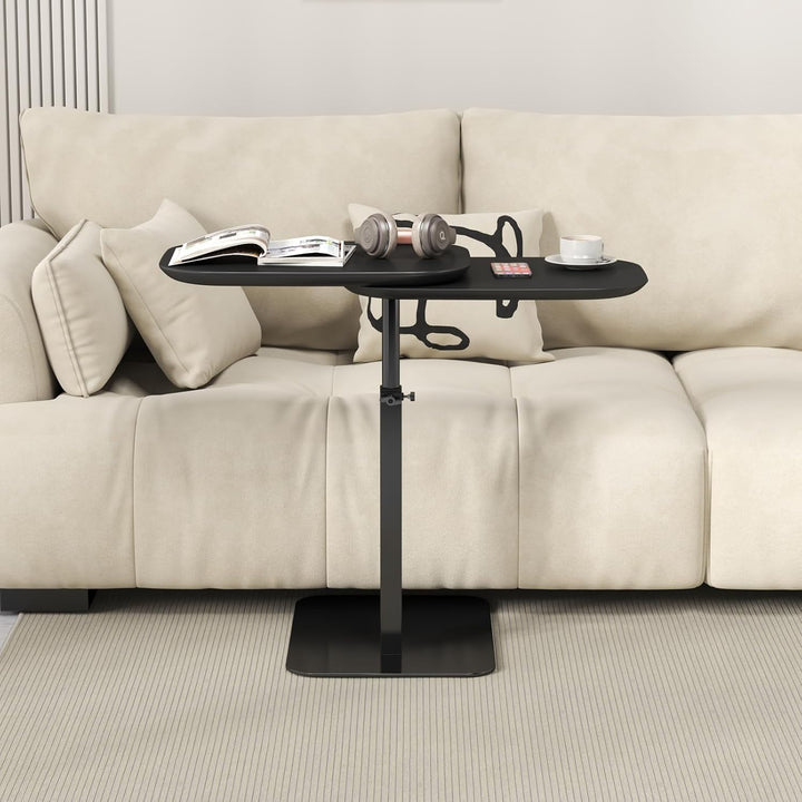 Höhenverstellbar Beistelltisch C Form, 360° Drehbarer C Form Beistelltisch für Couch, Rotierend Klei