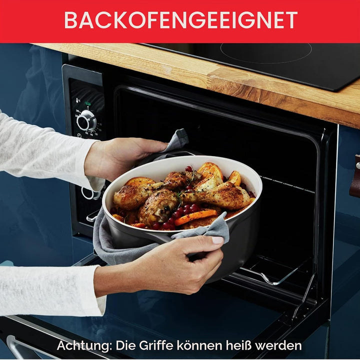 Tefal E2554604 Auflaufform, rund, antihaftbeschichtet, Aluminiumguss (leichter als Gusseisen) mit De