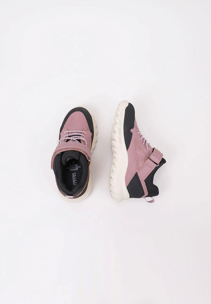 Geox Mädchen J Simbyos Girl ABX A Sneaker 34 EU Dk Rose Black, 34 EU Dk Rose Black
