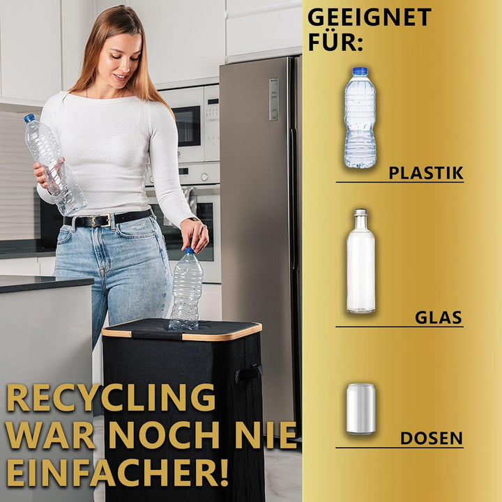 Deco haus® Pfandflaschen Sammelbehälter 100L [Extra Tragetasche] - Pfandflaschen Aufbewahrung mit Lo