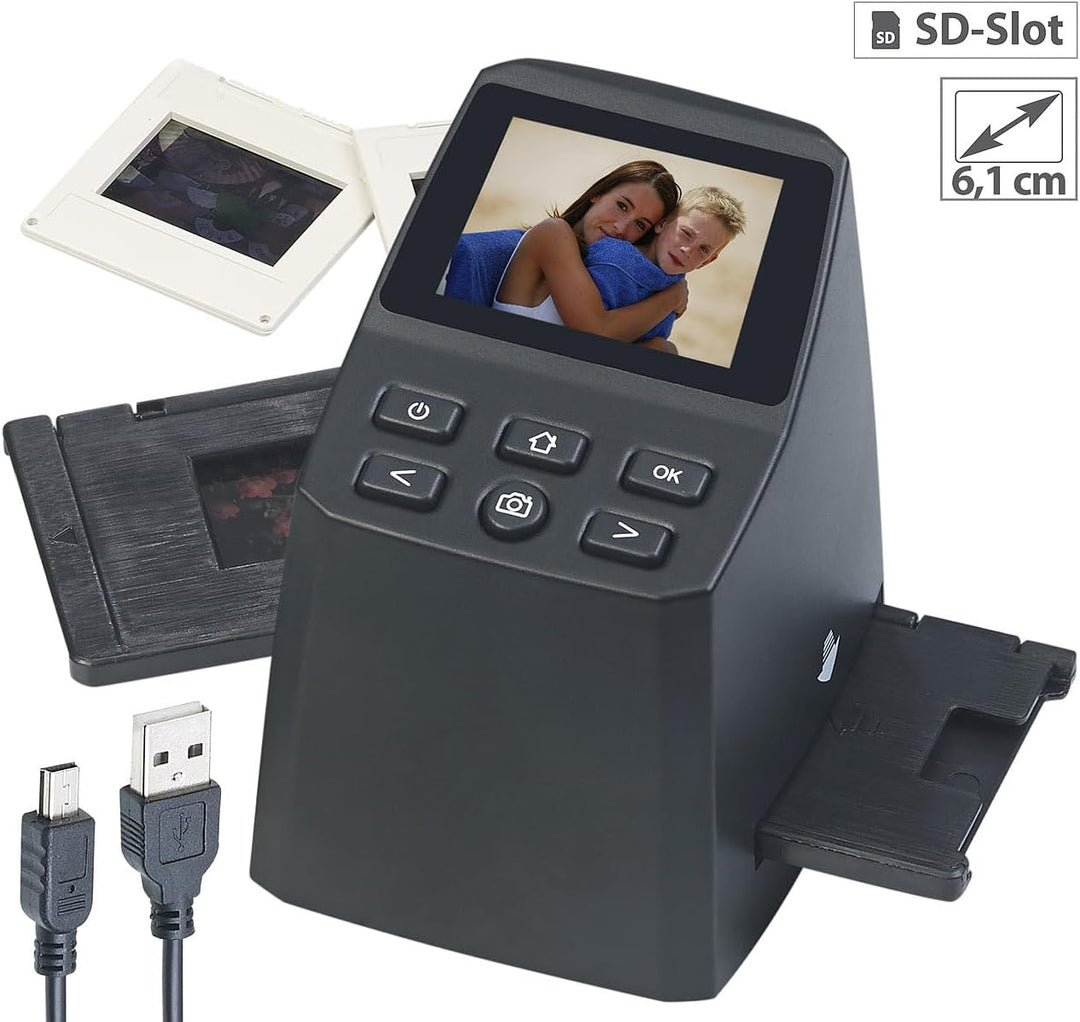 Somikon Diaprojektor: Stand-Alone-Dia- & Negativ-Scanner mit 2,4" / 6,1 cm Display, 14,6 MP (Dia Dig