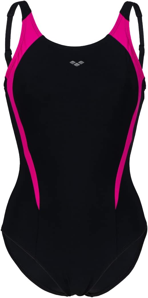 ARENA Damen Women's Bodylift Swimsuit Lola U Back Panel Badeanzüge (1er Pack), Black-rose Violet