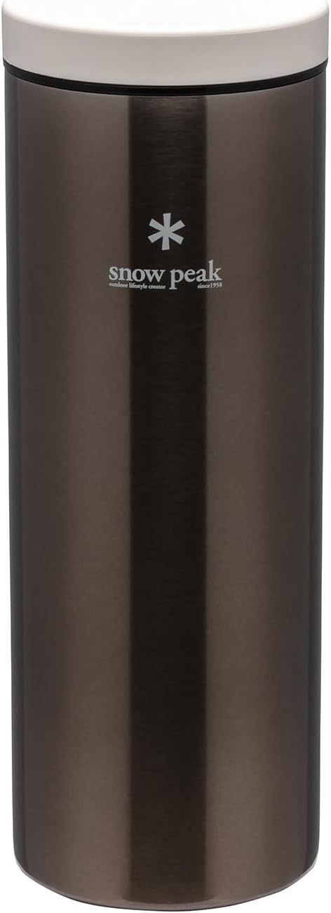 Snow Peak Kanpai Trinkflasche, 500 ml, Dunkelsilber, vakuumisolierte doppelwandige Trinkflasche aus