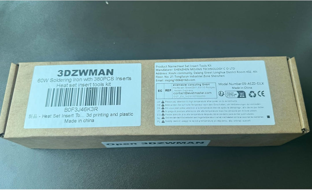 Heat Set Insert Tools Kit Brass Nuts 3D Printing 60W Digital Soldering Iron and 380pcs Kit Threaded